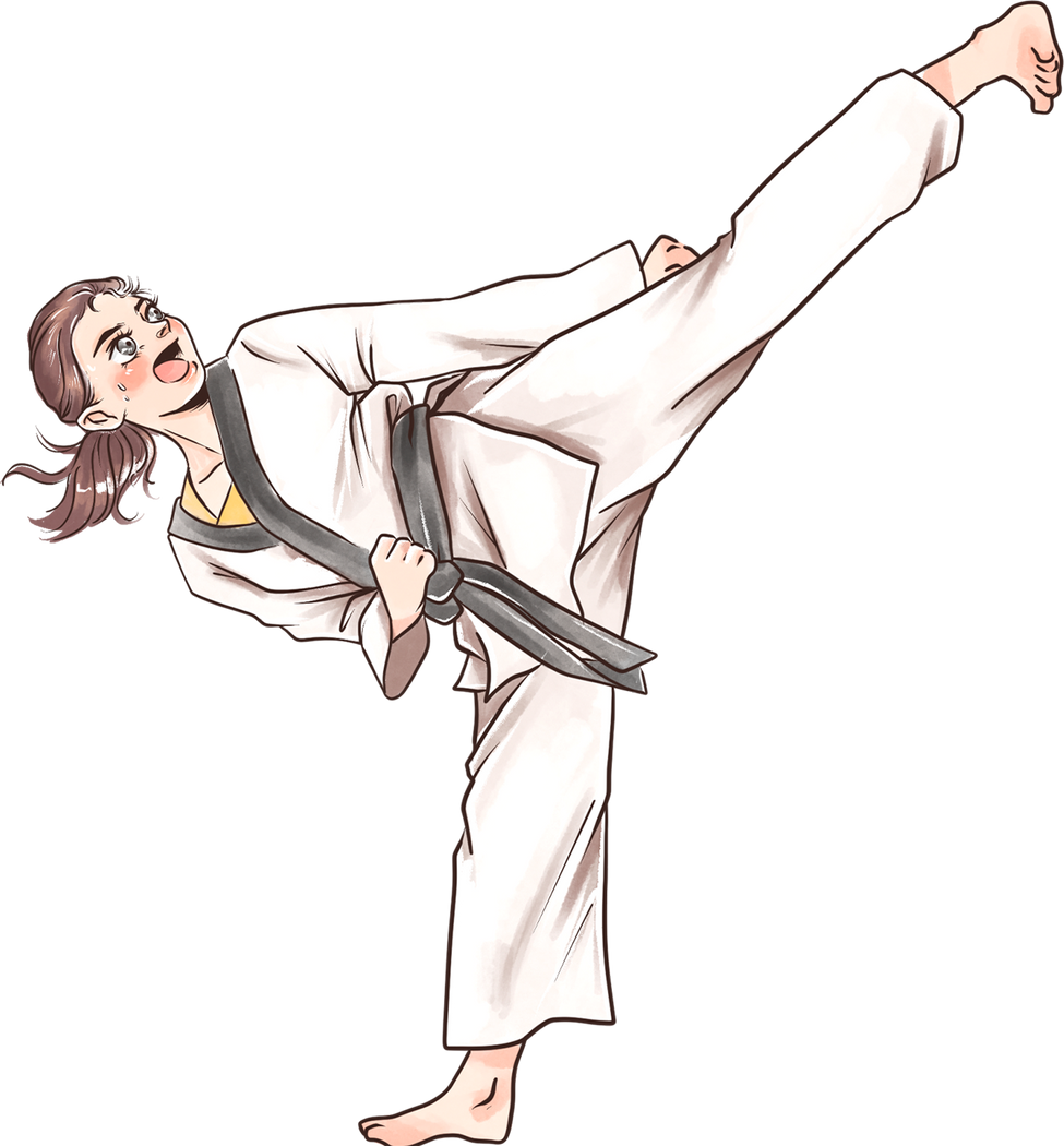 Manhwa-Inspired Taekwondo Woman Sidekick